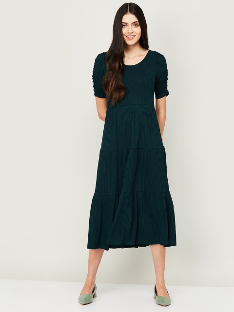 

CODE by Lifestyle Women Green Tiered Midi Dress