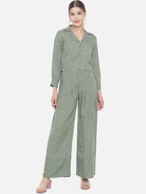 

RAISIN Women Green Checked Co-Ord Set