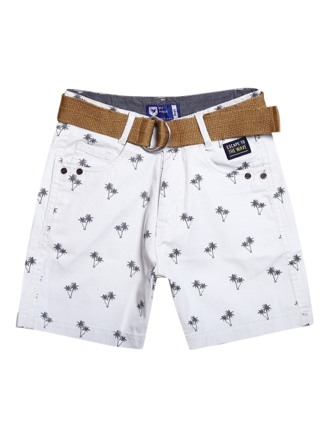 

612 league Boys White Printed Shorts