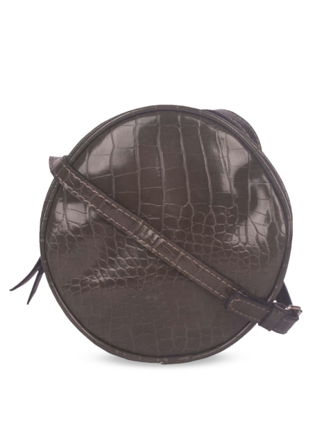 

Bagkok Olive Green Animal Textured PU Structured Sling Bag
