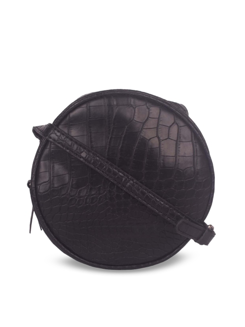 

Bagkok Black Textured PU Bowling Sling Bag