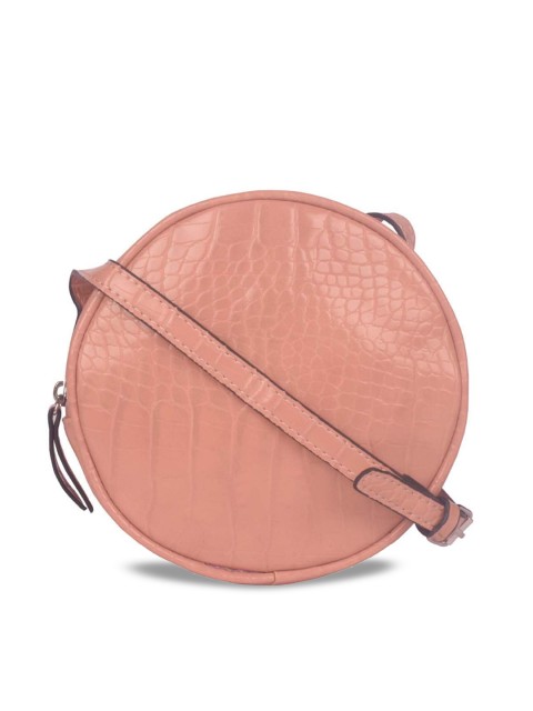 

Bagkok Pink Textured PU Structured Sling Bag
