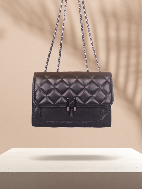 

Bagkok Women Black Textured PU Shopper Sling Bag