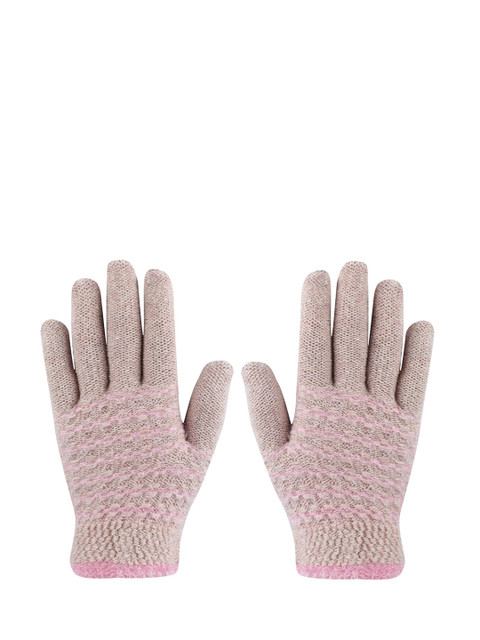 

LOOM LEGACY Women Brown & Pink Acrylic Hand Gloves