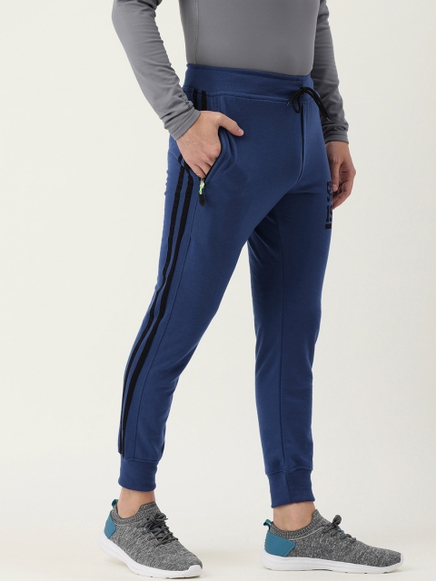 

Sports52 wear Men Blue Slim Fit Printed Dry Fit Regular Joggers With Side Stripes