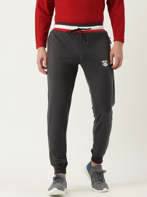 

Sports52 wear Men Grey Slim Fit Printed Dry Fit Regular Joggers With Contrast Waistband