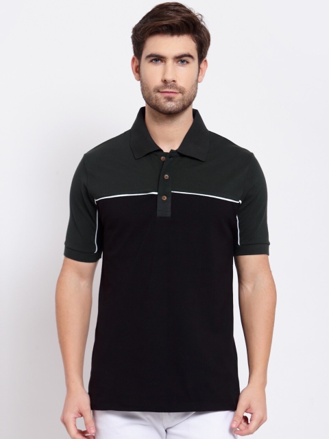 

Kalt Men Black Polo Collar T-shirt
