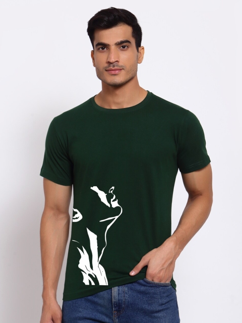 

FERANOID Men Green Printed Pure Cotton T-shirt