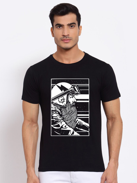 

FERANOID Men Black Printed Bio Finish Outdoor T-shirt