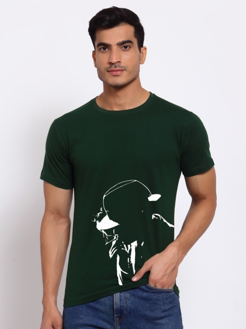 

FERANOID Men Green Printed Bio Finish Pockets T-shirt