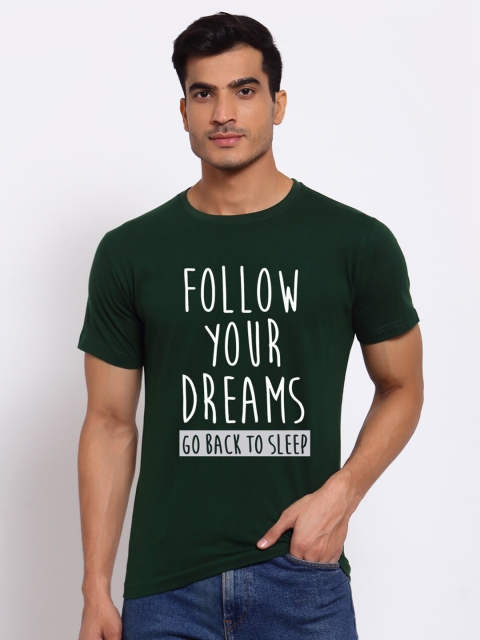 

FERANOID Men Green Typography Printed Short Sleeves T-shirt