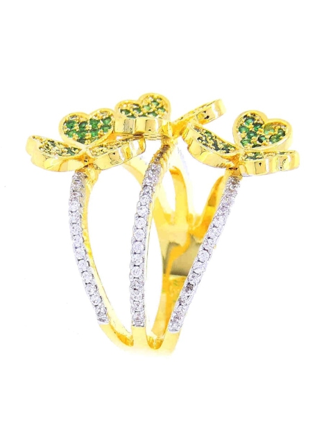 

Tistabene Gold-Plated Green Stone-Studded Cocktail Ring
