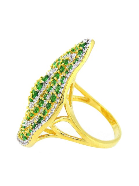 

Tistabene Gold-Plated & Green Contemporary Stone Studded Cocktail Ring