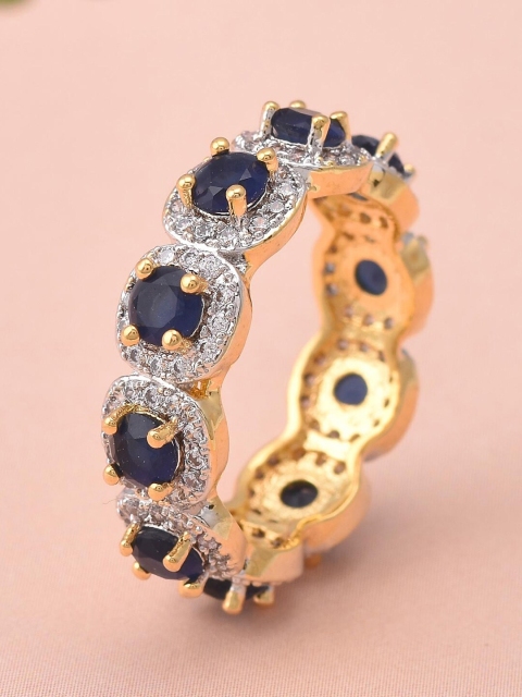 

Tistabene Navy Blue & Gold-Toned Classic Modern Band Ring