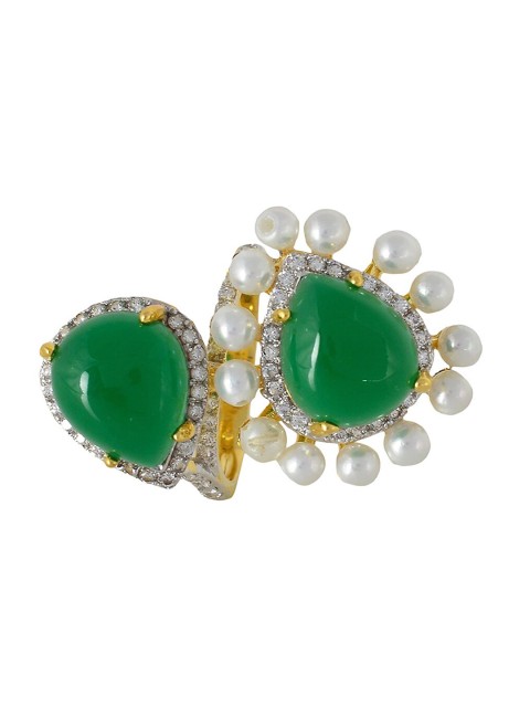 

Tistabene Women Green Stone Studded Contemporary Cocktail Ring