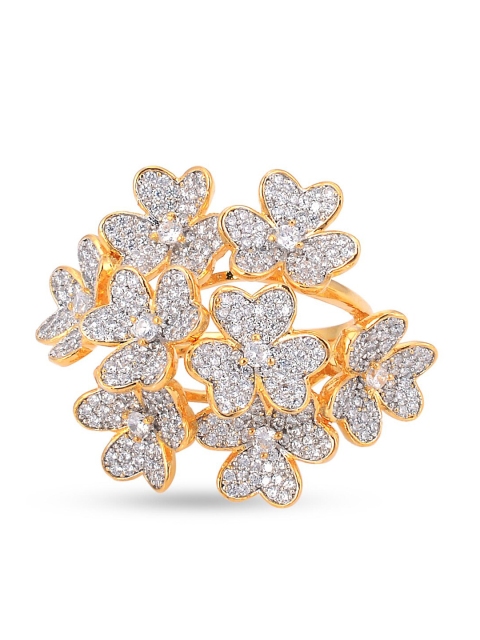 

Tistabene White Floral Designer Cocktail Partywear Ring