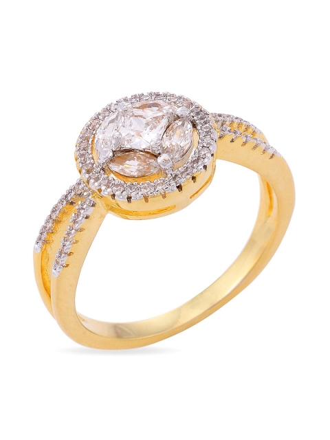 

Tistabene Gold-Plated & White Stone Studded Contemporary Designer Cluster Ring