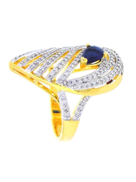 

Tistabene Blue & Gold-Toned International Diamonds Cocktail Ring