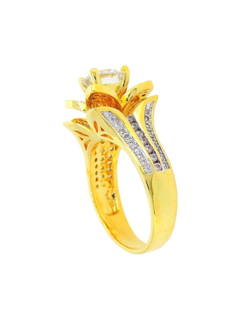 

Tistabene Gold-Plated Floral Diamonds Solitaire Ring