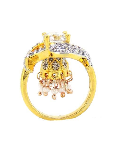 

Tistabene Gold-Plated White Traditional Indo Western Modern Cluster Ring