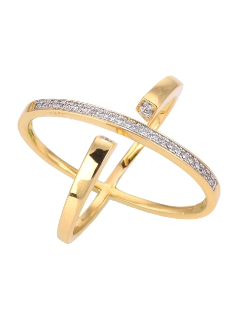 

Tistabene White & Gold-Toned Stylish Two Tone Plated Cross Clubwear Ring