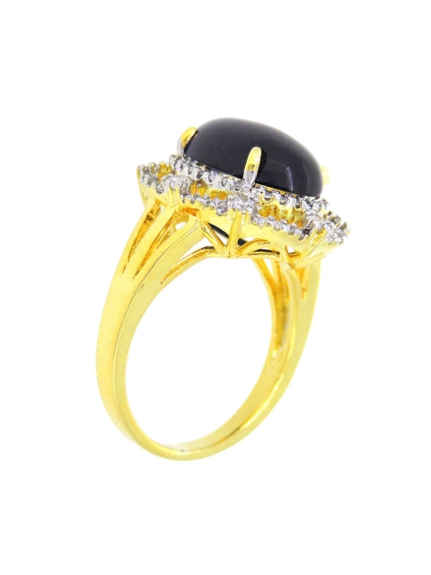 

Tistabene Gold-Plated & Blue Stone-Studded Cocktail Ring