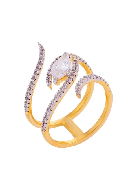 

Tistabene Gold-Plated & White Designer Club Wear Cocktail Ring