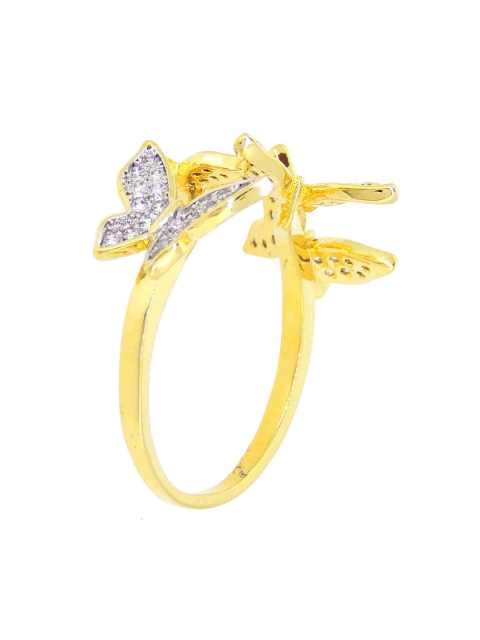 

Tistabene Blue & Gold-Toned Butterfly International Diamonds Cocktail Ring