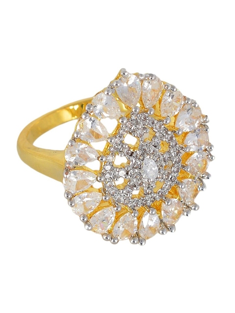 

Tistabene White Gold-Plated CZ Stone-Studded Contemporary Finger Ring