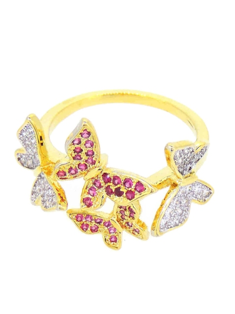 

Tistabene Gold-Plated & Red Butterfly Design Cocktail Ring