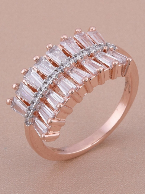 

Tistabene Tapper Baguettes Rose Gold Plated Ring, White