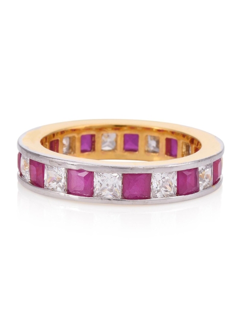 

Tistabene Gold Plated & Red Stone Studded Classic Channel Set Band