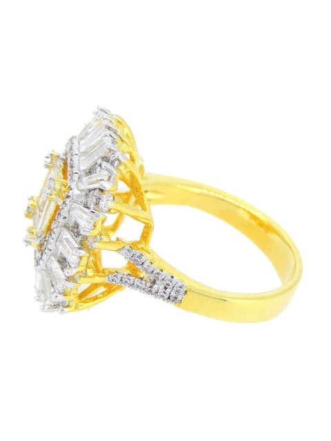 

Tistabene Gold Toned & White Classic International Diamonds Cocktail Ring