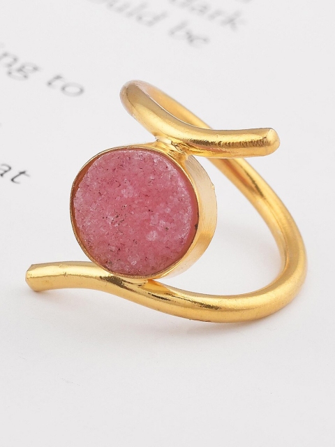

Tistabene Pink & Gold-Plated Contemporary Cocktail Ring