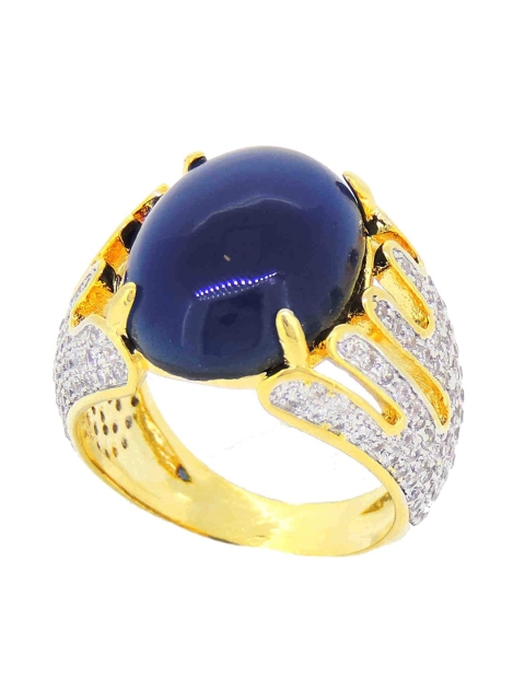 

Tistabene Blue & Gold-Plated Stone Studded Ring