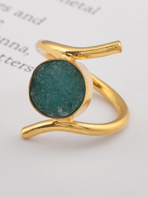 

Tistabene Teal & Gold-Toned Contemporary Designer Cocktail Ring