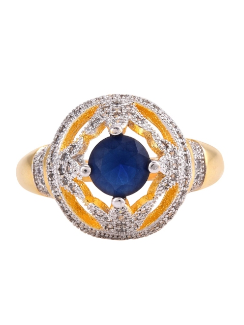 

Tistabene Blue & Gold-Plated CZ Stones Studded Contemporary Finger Ring