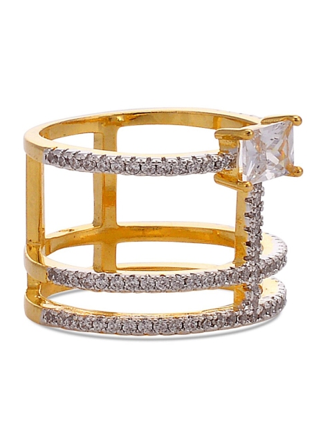 

Tistabene White & Gold-Plated Trendy American Diamonds Clubwear Finger Ring