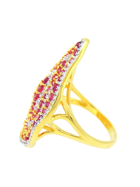 

Tistabene Pink & Gold-Plated Stone Studded Ring