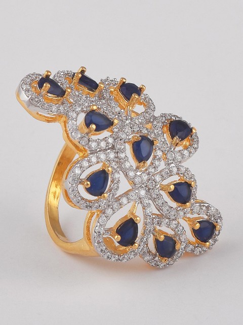 

Tistabene Women Blue & White Stone Studded Contemporary Ring