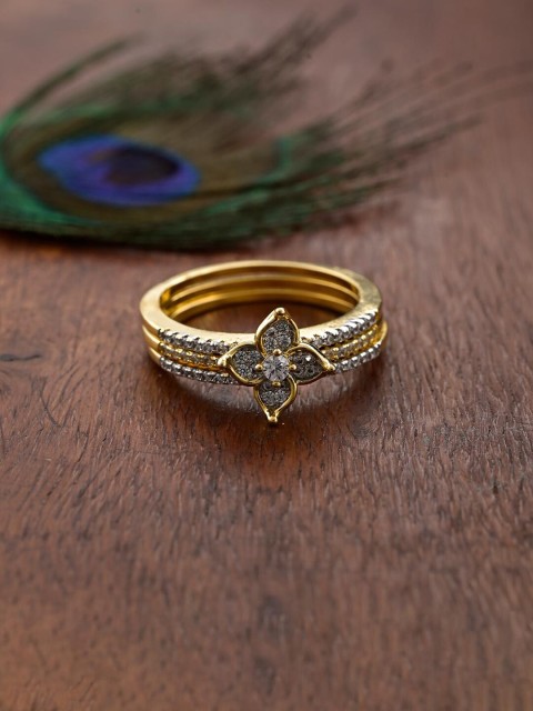 

Tistabene Gold-Plated White Floral Solitaire Ring