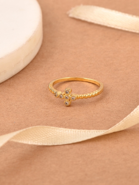 

Tistabene Gold-Plated & White Stone Studded Classic Ring