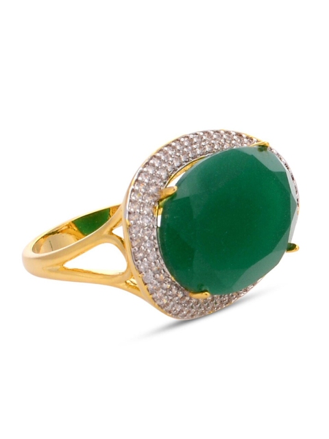 

Tistabene Women Green Oval Green Stone Two-Tone Plated Contemporary Cocktail Ring