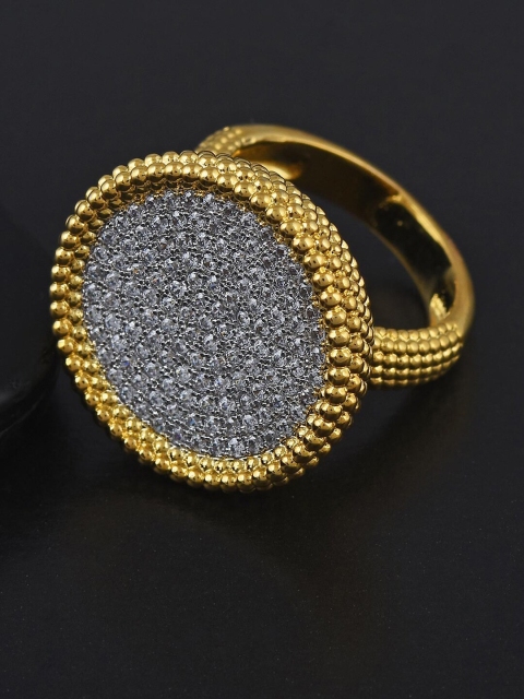 

Tistabene Gold-Plated American Diamonds Pave Set Cocktail Ring, White
