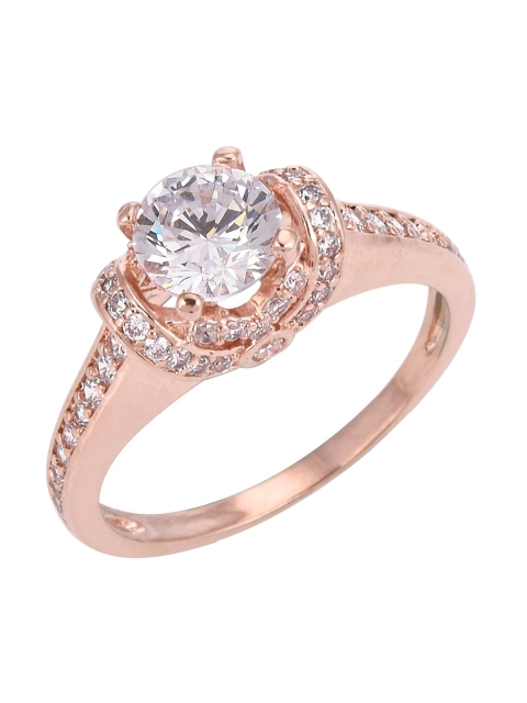 

Tistabene Women White Stone Studded Rose-Gold Plated Contemporary Solitaire Ring