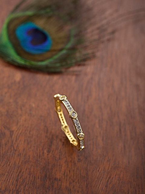 

Tistabene Gold-Toned & White Stone Studded Band Ring