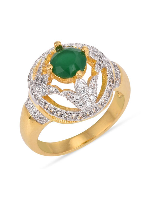 

Tistabene Green & Gold-Plated Contemporary Designer Wear Ring