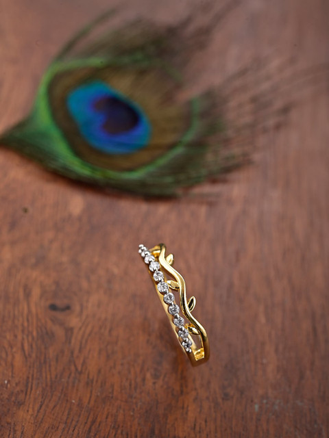 

Tistabene White & Gold-Plated Stone Studded Ring