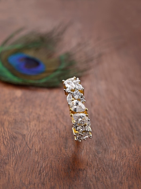 

Tistabene Gold-Plated White Contemporary Diamonds Solitaire Ring