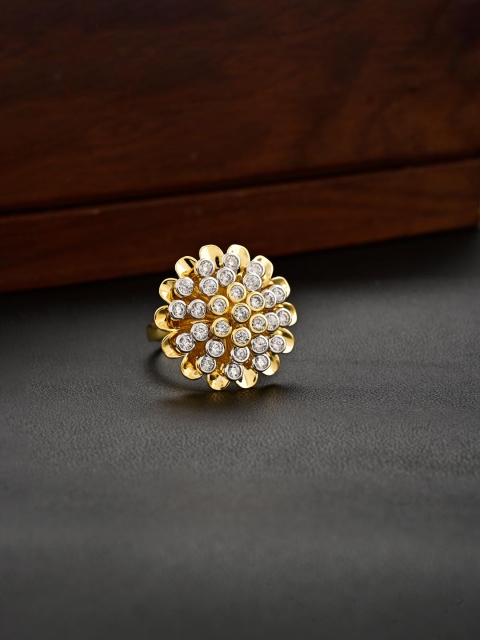 

Tistabene Gold-Toned & White Floral Cocktail Ring
